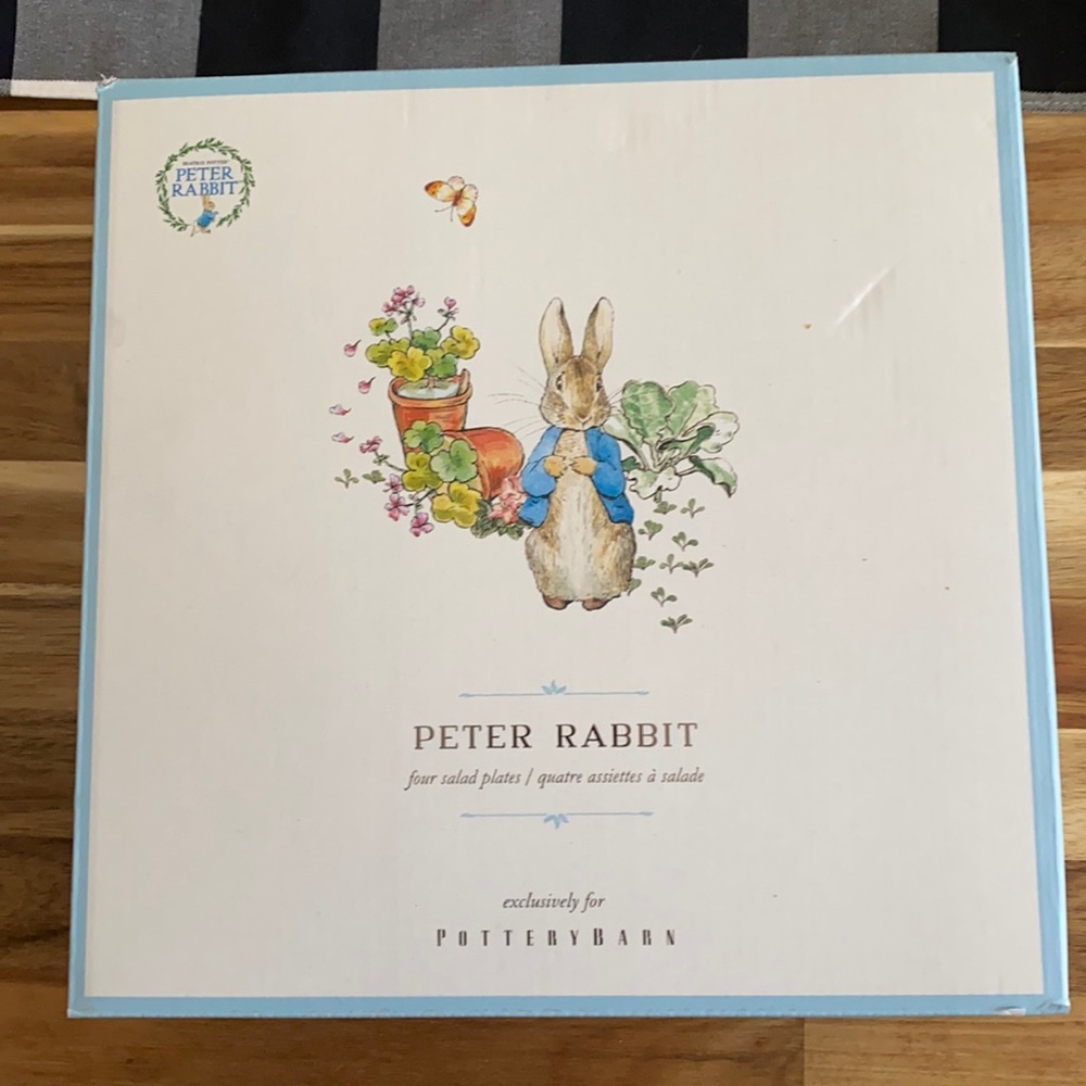 Pottery Barn NWT Peter Rabbit Beatrix Potter Salad Plates (4) in box
